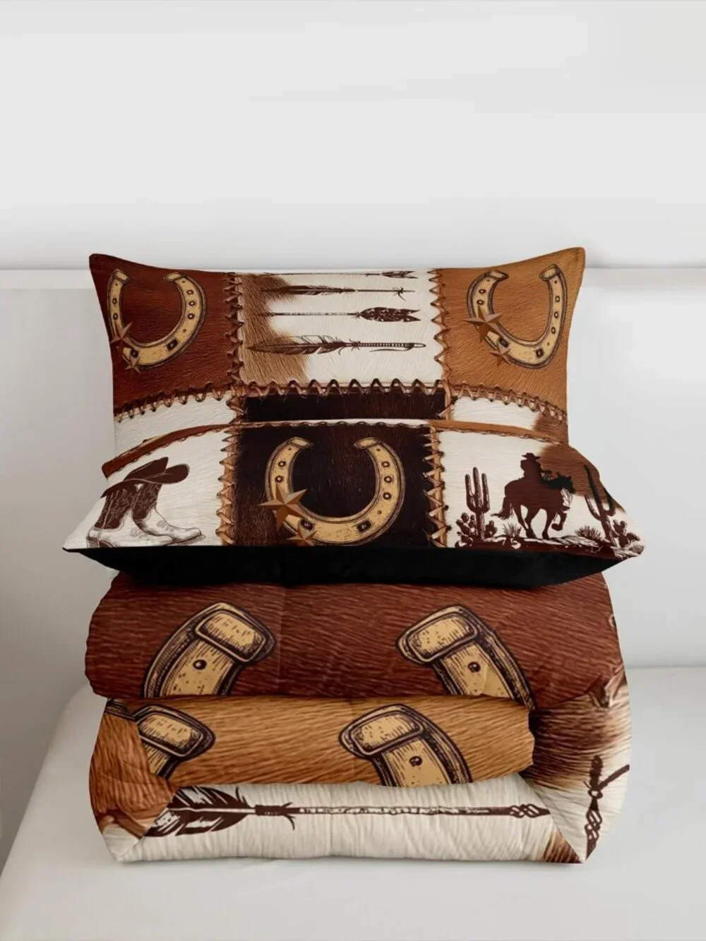 Western Cowboy Comforter Set Queen Rustic Horse Cowboy Bedding Set for Kids Boys
